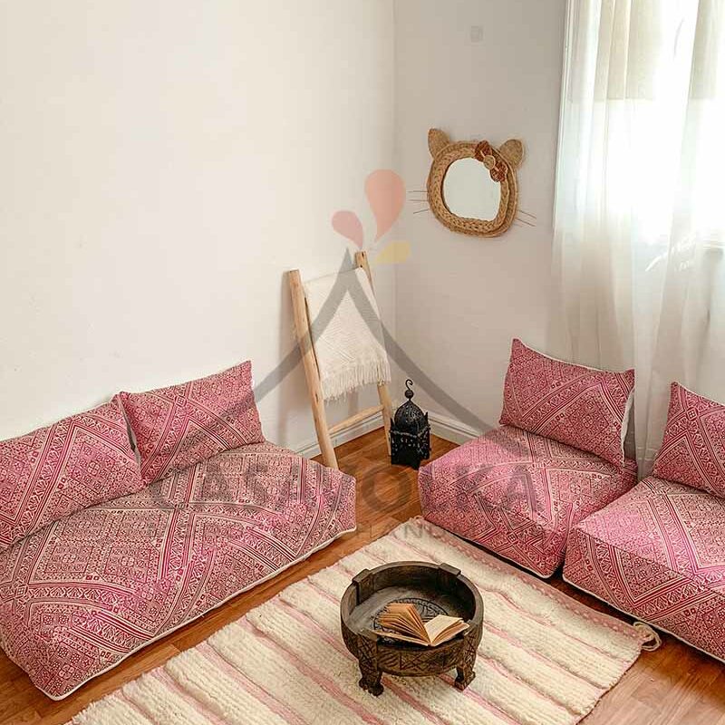 Moroccan Floor couch Floor Seating Unstuffed Complete set Long Floor  Cushion + Stuffing Zipped Pouches BLACK - CasaVolka