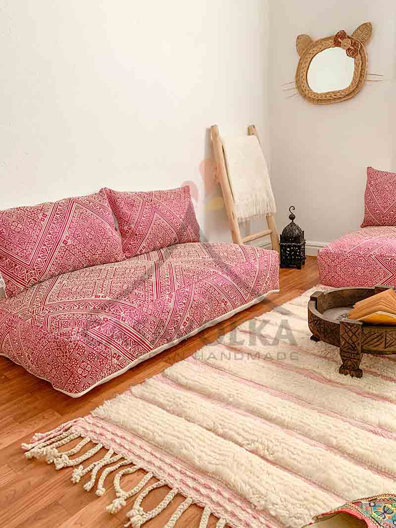 Moroccan Floor couch Floor Seating Unstuffed Complete set Long Floor  Cushion + Stuffing Zipped Pouches GHNASSA - CasaVolka