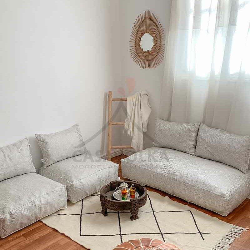 Moroccan Floor couch Floor Seating Unstuffed Complete set Long Floor Cushion  + Stuffing Zipped Pouches ITRI - CasaVolka